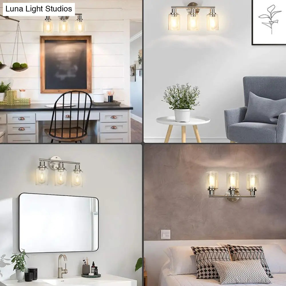 Industrial Vanity Mirror Wall Sconce With Dual Lighting For Bathroom - 3 Lights Up And Down