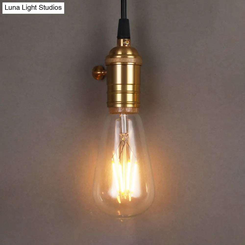 Industrial Vintage Bare Bulb Pendant Light With Brass Finish - Ideal For Restaurants