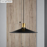 Industrial Vintage Pendant Lighting - Metallic Black Finish Conic 1-Light Suspension For Bedroom