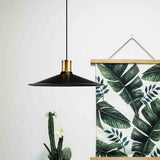Industrial Vintage Pendant Lighting - Metallic Black Finish Conic 1-Light Suspension For Bedroom