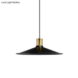 Industrial Vintage Pendant Lighting - Metallic Black Finish Conic 1-Light Suspension For Bedroom