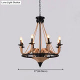 Industrial Wagon Wheel Chandelier With Adjustable Chain For Restaurant Ceiling