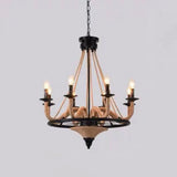 Industrial Wagon Wheel Chandelier With Adjustable Chain For Restaurant Ceiling Black