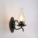 Industrial Wall Lamp With Kerosene Glass Shade And Copper/Bronze Finish Black / B