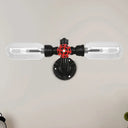 Industrial Wall Mounted Pipe Lighting With Clear Glass Black Sconce & Dual Or Quadruple Light