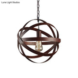 Industrial Weathered Copper Pendant Light - Vintage Metal Hanging Lamp With 1 Bulb For Living Room