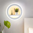 Industrial White Metal Led Circle Sconce Lamp - Bedroom Wall Light