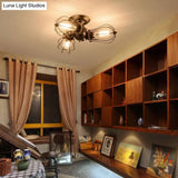 Industrial Wire Cage Metal Bedroom Ceiling Light - Rustic Close-To-Ceiling Mount