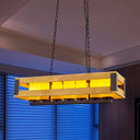 Industrial Wooden Island Pendant Lamp With Glass Cylinder Shade - Multi Light Restaurant Fixture
