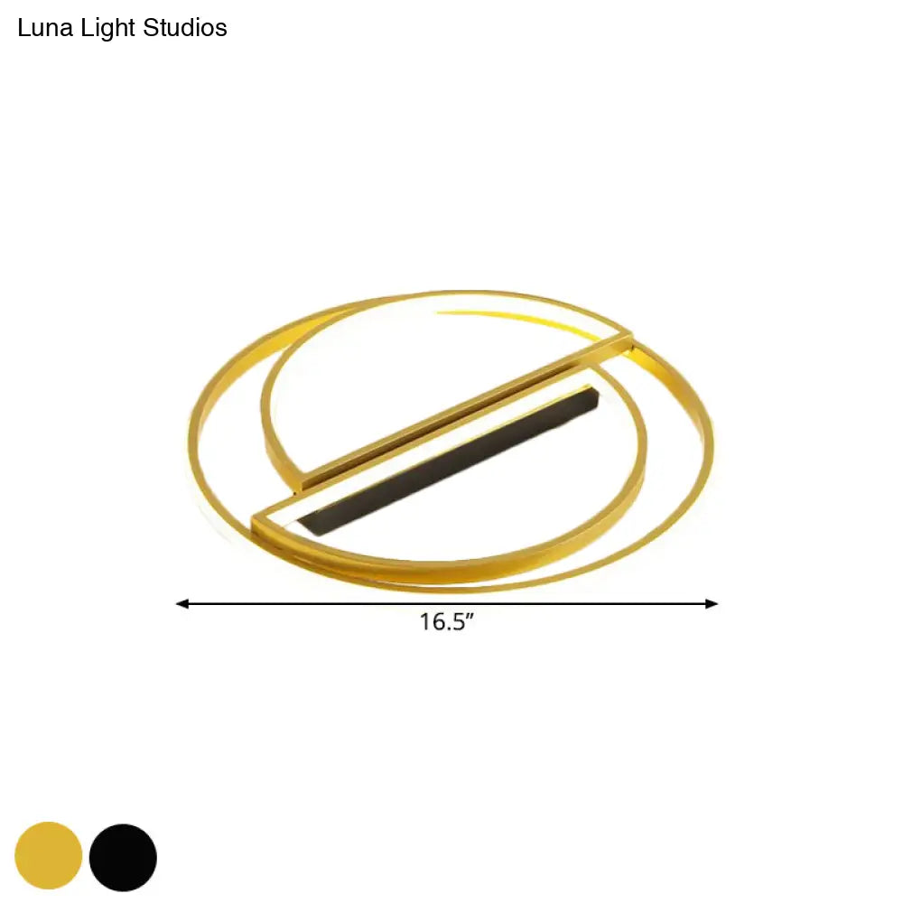 Integrated Circle Flush Led Ceiling Lamp In Black/Gold With Warm/White Light Available