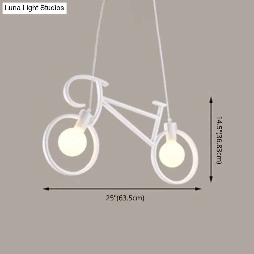 Iron Bicycle Chandelier - Vintage 2 Light Pendant For Dining Table