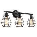 Iron Black Bathroom Vanity Light With 3 Wall-Mounted Mirrors