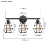 Iron Black Bathroom Vanity Light With 3 Wall-Mounted Mirrors