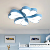 Iron Clover Flush Ceiling Light In Macaron White/Blue/Pink Led Mount With Acrylic Shade - Ideal For