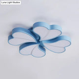 Iron Clover Flush Ceiling Light In Macaron White/Blue/Pink Led Mount With Acrylic Shade - Ideal For