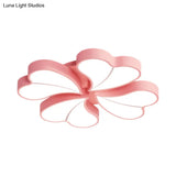 Iron Clover Flush Ceiling Light In Macaron White/Blue/Pink Led Mount With Acrylic Shade - Ideal For