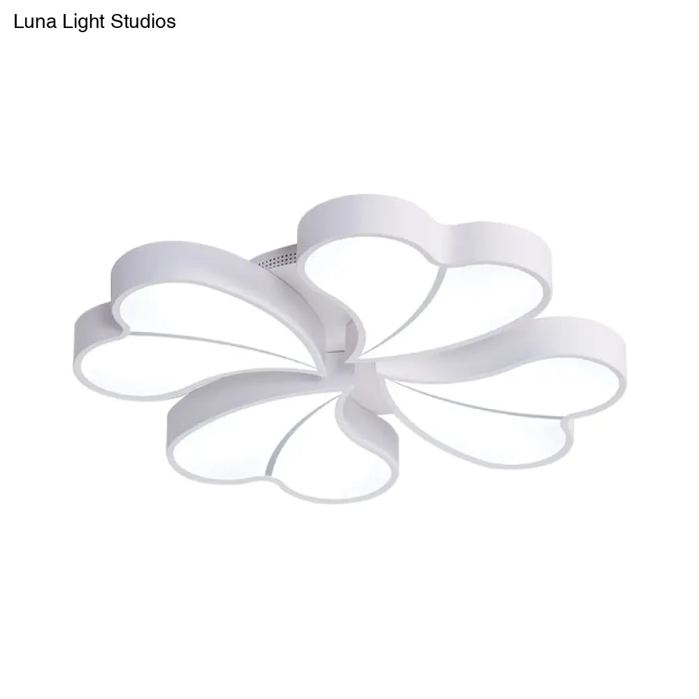 Iron Clover Flush Ceiling Light In Macaron White/Blue/Pink Led Mount With Acrylic Shade - Ideal For