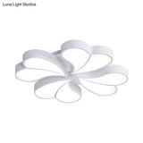 Iron Clover Flush Ceiling Light In Macaron White/Blue/Pink Led Mount With Acrylic Shade - Ideal For