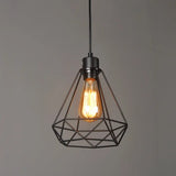 Iron Diamond Hanging Light: Industrial Style Pendant With Bedside Pendulum Black Finish
