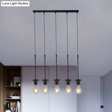 Iron Exposed Bulb Drapes Ceiling Light Loft Pendant Lighting - Black 5/10 Heads Bistro Multi