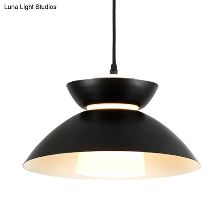 Iron Flare Pendant Light With Matte Glass Shade - Simple 1 Bulb Design In Black/Coffee
