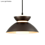 Iron Flare Pendant Light With Matte Glass Shade - Simple 1 Bulb Design In Black/Coffee