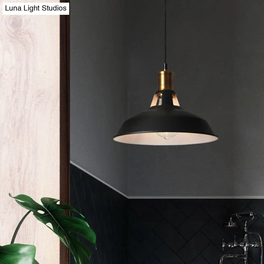 Iron Hanging Pendant Light Fixture For Restaurants - Single Ceiling Pot Cover Lamp