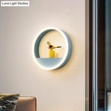 Iron Hoop Flush Mount Wall Light: Macaron Pink/Blue 12/16 Wide Led Sconce With Storage Rack