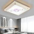 Iron Led Ceiling Light With Crystal Bubbles For Nordic Living Rooms White / Square