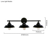 Iron Linear Vanity Wall Lights: 3-Head Mirror Lights With Barn Shade