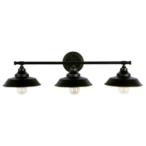 Iron Linear Vanity Wall Lights: 3-Head Mirror Lights With Barn Shade Coffee