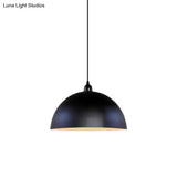 Iron Pendant Lighting: Industrial Dome Shade Black Finish