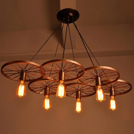 Iron Rustic Chandelier With 3/6 Hanging Lamps For Dining Room Suspension 6 / Rust