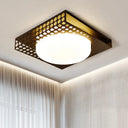 Iron Square Flush Mount Ceiling Light With Acrylic Shade In Nordic White/Black For Warm/White