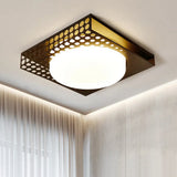 Iron Square Flush Mount Ceiling Light With Acrylic Shade In Nordic White/Black For Warm/White
