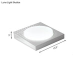 Iron Square Flush Mount Ceiling Light With Acrylic Shade In Nordic White/Black For Warm/White