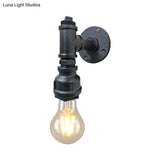 Iron Wall Sconce Lighting - Industrial Black/Aged Silver Indoor Mounted Lamp With Water Pipe 1 Light