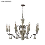 Iron White Pendant Chandelier With Curved Arms - Traditional Style For Dining Room