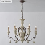 Iron White Pendant Chandelier With Curved Arms - Traditional Style For Dining Room