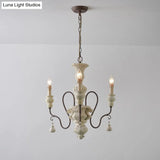 Iron White Pendant Chandelier With Curved Arms - Traditional Style For Dining Room