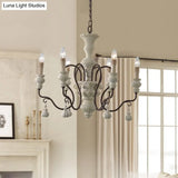 Iron White Pendant Chandelier With Curved Arms - Traditional Style For Dining Room