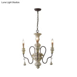 Iron White Pendant Chandelier With Curved Arms - Traditional Style For Dining Room