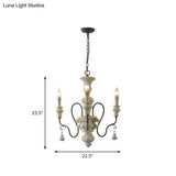 Iron White Pendant Chandelier With Curved Arms - Traditional Style For Dining Room