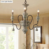 Iron White Pendant Chandelier With Curved Arms - Traditional Style For Dining Room