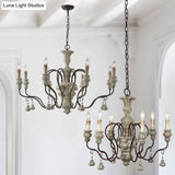 Iron White Pendant Chandelier With Curved Arms - Traditional Style For Dining Room