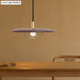 Iron Wire Domed Pendant Light With Wooden Shade - Modern And Suspended Lighting