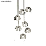 Irregular Crystal Ball Pendant Light With 5/7 Lights For Minimalistic Living Room Decor
