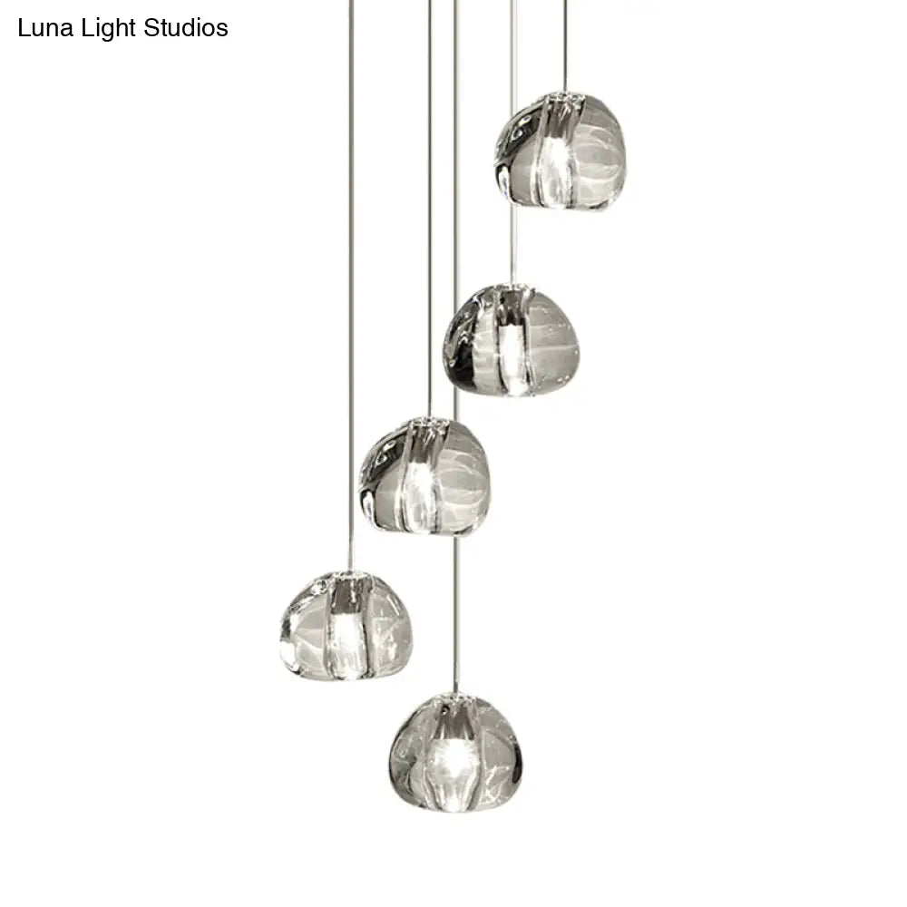 Irregular Crystal Ball Pendant Light With 5/7 Lights For Minimalistic Living Room Decor