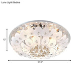 Ivory Crystal Led Bowl Flush Ceiling Light - Modern Warm Lighting Fixture 23.5’/31.5’ Wide