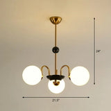 Ivory Glass Ball Chandelier - Elegant Postmodern Black And Brass Hanging Lighting For Dining Room 3